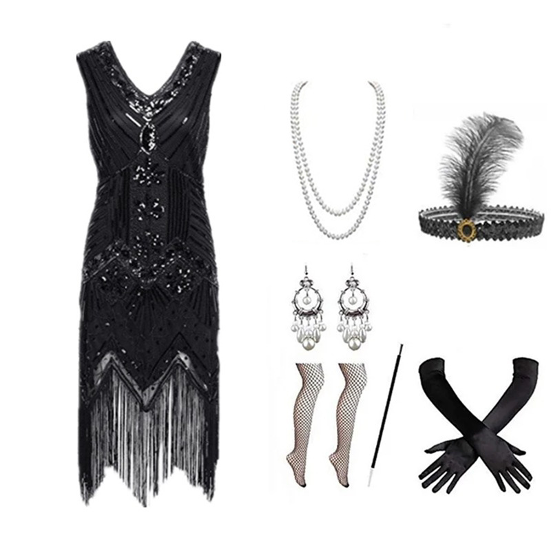 Women Accessories Jewelry - Ensemble robe flapper pour femme des