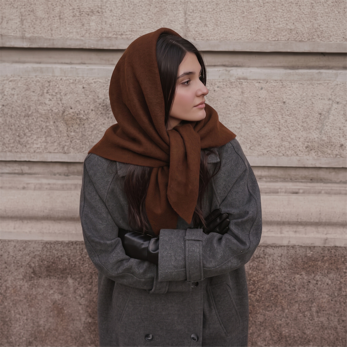 Women'S Winter Accessories Set - Châle triangulaire en tricot chaud pour