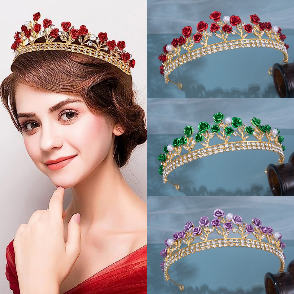 Women Accessories Jewelry - Couronne de mariée baroque en céramique,