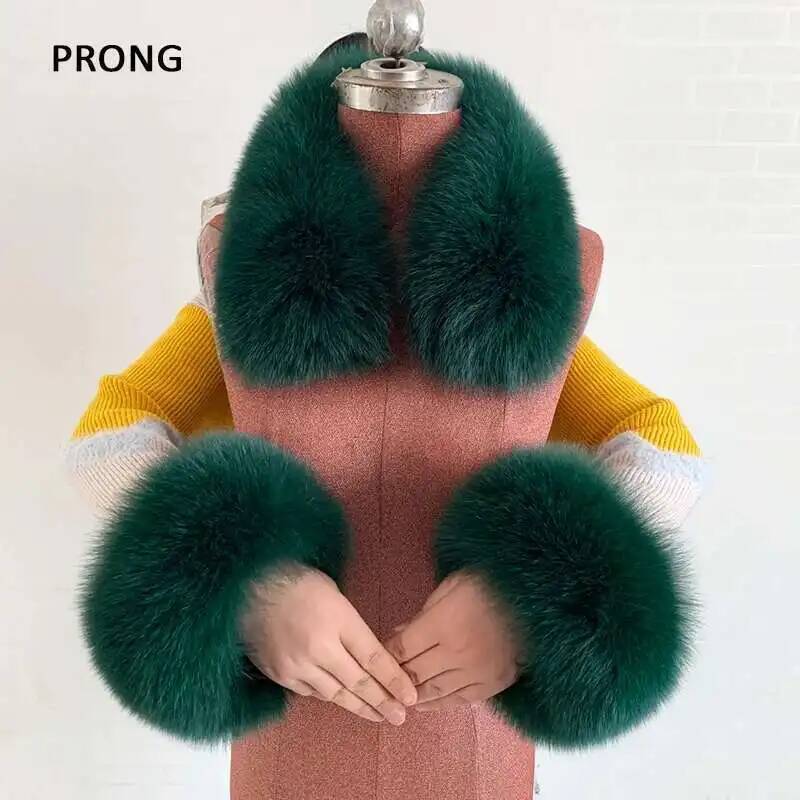 Women'S Winter Accessories Set - Ensemble col et manchettes en vraie